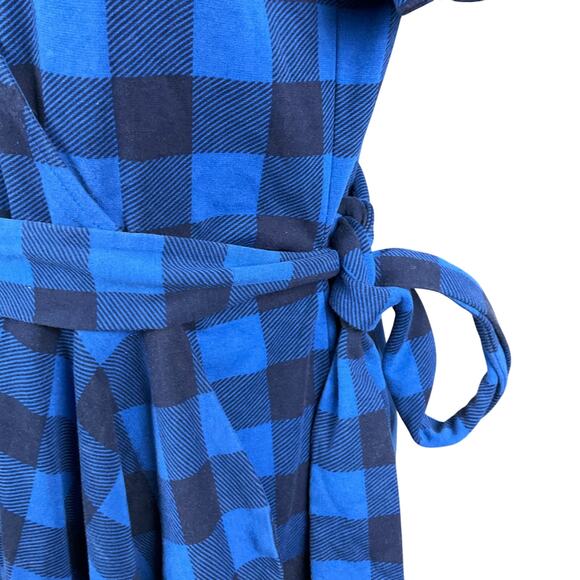 DRAPER JAMES Mini Dress Nassau Blue Plaid Buffalo Check Wrap Dress sz Small - Picture 9 of 13